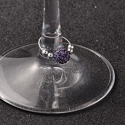 Indigo Polymer Lehmrhinestone Weinglas Reize, mit messing-ohrringen und ccb-kunststoffperlen, Indigo, 20 mm