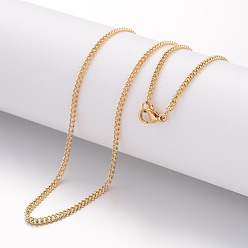 Золотой Ионное покрытие (ip) 304 ожерелье из нержавеющей стали, бордюрные цепи, с омаром застежками, золотые, 17.72 дюйм (45 см), 2.2 мм