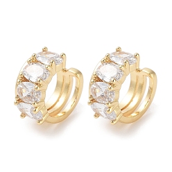 Настоящее золото 18K Овальные женские серьги-каффы из латуни с цирконием, долговечный, без кадмия и без свинца, реальный 18 k позолоченный, 14.5x15.5x7.5 мм