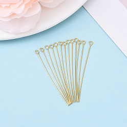 Настоящее золото 18K Латунные булавки, без никеля , долговечный, реальный 18 k позолоченный, 40x0.5 мм, отверстие : 1.6 мм