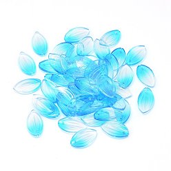 Deep-Sky-blau Transparente Glas-Anhänger, Lotusblütenblatt, Ton zwei, Deep-Sky-blau, 20.5x12x2.5 mm, Bohrung: 1 mm