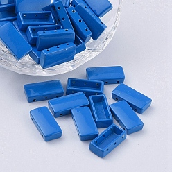 Blau Mehrsträngige Glieder aus sprühlackierter Legierung, für fliesen elastische armbänder machen, Rechteck, Blau, 16x8x4 mm, Bohrung: 0.8 mm