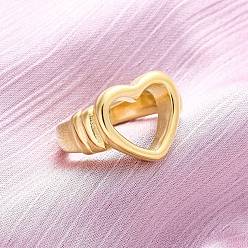 Настоящее золото 18K 304 палец кольца из нержавеющей стали, ионное покрытие (ip), сердце, реальный 18 k позолоченный, 14.5 мм, внутренний диаметр: 18 мм