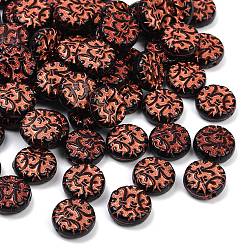 Плоский Круглый Непрозрачные акриловые бусины, красный цвет заплетен, плоско-круглые, 14.5x5.5 мм, отверстие : 1.4 мм, Около 625 шт / 500 г