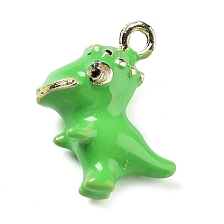 Зеленый лайм Подвески из эмали и сплава, 3d подвеска динозавра, золотые, зеленый лайм, 6.5x13x6 мм, отверстие : 1.6 мм