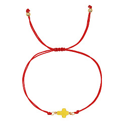 Желтый Синтетические браслеты бирюзовый ссылка, плетеные браслеты из волоконного шнура для мужчин и женщин, крестик, желтые, внутренний диаметр: 11 дюйм (28 см)