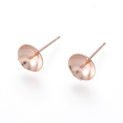Розовое Золото 304 Выводы серьги из нержавеющей стали шпилька, за половину пробурено бисера, розовое золото , 15x8 мм , штифт: 0.8 мм