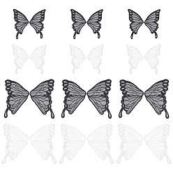 (52) Непрозрачная лаванда 12 шт. 4 стили полиэстер крылья бабочки, Аксессуары для орнаментов, разноцветные, 190~320x110~180x0.5~0.8 мм, 3 шт / стиль