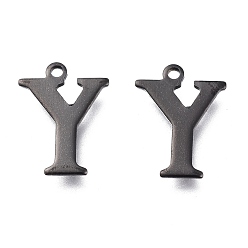 Letter Y 304 прелести нержавеющей стали, лазерная резка, алфавит, электрофорез черный, letter.y, 12.5x9.5x0.8 мм, отверстие : 1 мм