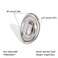 Нержавеющая Сталь Цвет Европейский 304 овальные манжеты из нержавеющей стали для женщин, цвет нержавеющей стали, внутренний диаметр: регулируемый