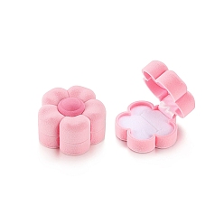 Бледно-Розовый Бархатные кольца шкатулка для драгоценностей, цветок, розовый жемчуг, 6.2x6.2x3.6 см