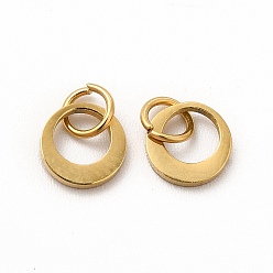 Real 14K Gold Plated Ion Plating(IP) 304 Stainless Steel Pendants, with Jump Ring, Ring, Real 14K Gold Plated, 6x1mm, Hole: 2mm