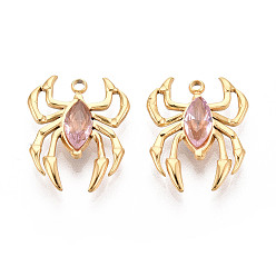 Фламинго 304 подвески из нержавеющей стали и страз, прелести паука, вакуумное покрытие pvd, реальный 18 k позолоченный, фламинго, 19x15x3~3.5 мм, отверстие : 1.5~1.6 мм