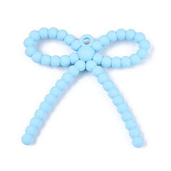 Светло-Голубой Непрозрачной акриловые большие подвески, бантом, Небесно-голубой, 58~59x59~59.5x8.1 мм, отверстие : 3.1 мм