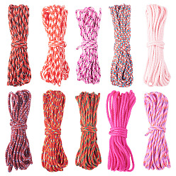 Mixed Color 40M 10 Colors Polyester & Spandex Cord Ropes, 1 Inner Core, Mixed Color, 2mm, about 4.37 Yards(4m)/Colors