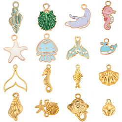 Mixed Shapes 96 подвески из сплава шт., рыба, разнообразные, 10~23x7.5~20x1~6.5 мм, отверстие : 1.2~4 мм