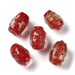 (123L) Белый крем непрозрачный блеск Бусины в технике лэмпворк с золотым песком ручной работы, овальные, огнеупорный кирпич, 11~12x17~17.5 мм, отверстие : 1.8 мм, около 25 шт / нитка, 16.14'' (41 см)