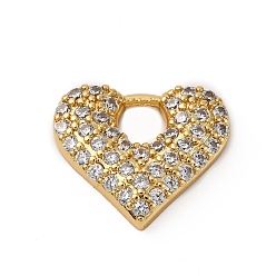 Настоящее золото 18K Латунные микро проложить кубического циркония подвески, сердце, долговечный, без кадмия и без свинца, стойки покрытие, реальный 18 k позолоченный, 14x16.5x3.5 мм, отверстие : 4x4.5 мм