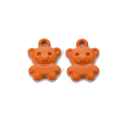 Chocolate Spray Painted Alloy Charms, Cadmium Free & Lead Free, Bear, Chocolate, 14x10x2mm, Hole: 1.6mm