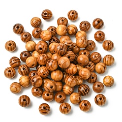 Цвет Древесины 80круглые бусины из натурального дерева шт., бусины макраме большая дырочка, окрашенные, без свинца, деревесиные, 18x16 мм, отверстие : 4.5 мм