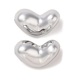 Platinum CCB Plastic Beads, Heart, Platinum, 13x23x12mm, Hole: 2mm