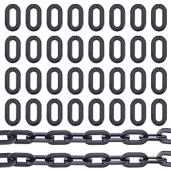 Black Opaque Acrylic Linking Rings, Quick Link Connectors, for Cable Chains Making, Oval, Black, 36x21x4mm, Inner Diameter: 24x8mm, 60pcs/box