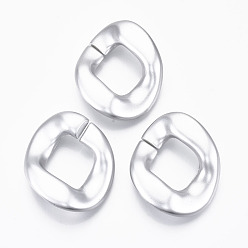 Silver Spray Painted CCB Plastic Linking Rings, Quick Link Connectors, For Jewelry Curb Chains Making, Twist, Silver, 48.5x40.5x10mm, Inner Diameter: 22x25mm
