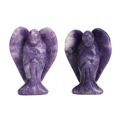 Lépidolite Figurines d'anges sculptées en lépidolite naturelle, cadeau de pierre énergétique feng shui pour la décoration de bureau à domicile, 35~38x18.5~20x50~53mm