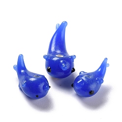 Blue Handmade Lampwork Beads, Bumpy, Dolphin, Blue, 17~22x10~13x10~15mm, Hole: 1.8~2mm, about 40pcs/strand, 12.20 inch(31cm)