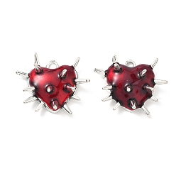 Античное Серебро Подвески из эмали и сплава, амулеты с колючим сердцем, античное серебро, 24x30.5x10.5 мм, отверстие : 3 мм