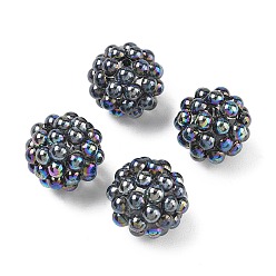 Black Opaque Acrylic Beads, Berry Besds, Round, with ABS Simulated Pearl, AB Color Plated, Black, 20x19~19.5mm, Hole: 3mm