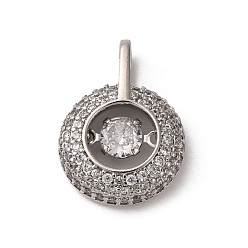 Круглые Латунные микро проложить кубического циркония подвески, золотые, круглые, 16x12x3.5 мм, отверстие : 3.4x2 мм