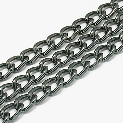 Gunmetal Unwelded Aluminum Curb Chains, Gunmetal, 17x11.5x2.7mm