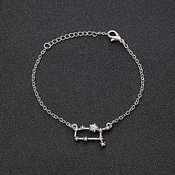 Близнецы 12 браслеты созвездия из сплава со стразами, браслеты-цепочки для женщин, звездочкой, Близнецы, 6-3/4 дюйм (17 см)