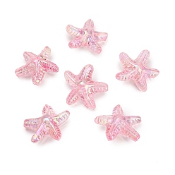 Pink Прозрачные акриловые бусины, морская звезда, с покрытием AB цвета, розовые, 19x19x9 мм, отверстие : 1.6 мм, Около 632 шт / 500 г