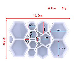 Шестиугольник Подвески своими руками из пищевого силикона, формы для литья смолы, для уф-смолы, изготовление изделий из эпоксидной смолы, белые, шестиугольник, 105x165x9 мм
