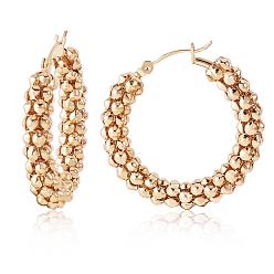 Золотой Женские серьги-кольца из нержавеющей стали, золотые, 35x34.5x6 мм, штифты : 0.7 мм