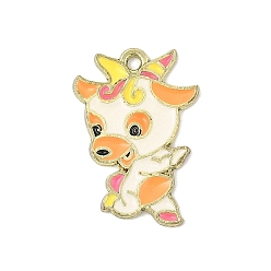Овца Подвески из эмали и сплава, золотые, китайский зодиакальный амулет, овца, 22.5x15.5x1.5 мм, отверстие : 1.6 мм
