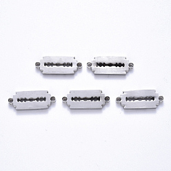 Stainless Steel Color Tarnish Resistant 201 Stainless Steel Links Connectors, Laser Cut, Blade Shape, Stainless Steel Color, 7x19x1.5mm, Hole: 1.2~1.5mm