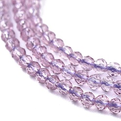 Lilac Glass Beads Strands, Imitation Quartz, Faceted, Round, Lilac, 2mm, Hole: 0.5mm,  about 175pcs/strand, 14.9 inch(38cm)