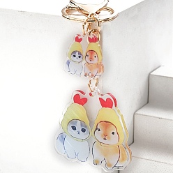 Желтый Акриловые брелки, украшения для сумок и кошельков, форма кошки и кролика, желтые, 11x4.5 см