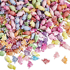 (52) Непрозрачная лаванда 450 шт 3 стили ремесленного стиля акриловые бусины, рыба, разноцветные, 10~16.5x9~15x4~7.5 мм, отверстие : 1.5~3 мм, 150 шт / стиль