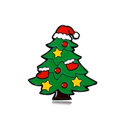 Hat Broches en alliage d'arbre de Noël, épingles en émail noir, chapeau, 30x28.5mm