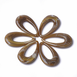 Camel Acrylic Pendants, Imitation Gemstone Style, teardrop, Camel, 44.5x25.5x6mm, Hole: 1.4mm, about 185pcs/500g