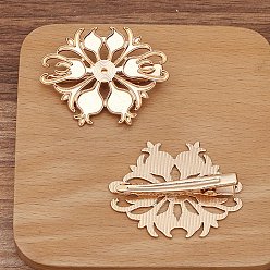 Roségold Alligator-Haarspangen aus Legierung finden, Blume, Roségold, 50x40 mm, 10 Stück / Set