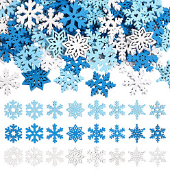 (52) Непрозрачная лаванда 250шт. рождественские тематические деревянные украшения для вечеринок, снежинка, разноцветные, 23~25x20.5~22.5x2.5~2.8 мм