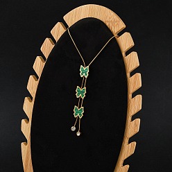 Золотой Вакуумное покрытие pvd 304 эмалированная имитация малахита из нержавеющей стали ожерелья с подвеской в виде бабочки, ожерелья с кисточками из горного хрусталя для женщин, золотые, 19.29 дюйм (49 см)