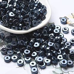 Морской Синий Непрозрачные цвета блестящие стеклянные бусины, колонка, Marine Blue, 6x3 мм, отверстие : 1.4 мм, Около 2027 шт / фунт