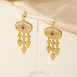 Красный Винтажные овальные серьги-гвоздики с подвесками из латуни с кубическим цирконием и каплевидной формой, золотые, красные, 61x28 мм