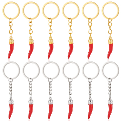 (52) Непрозрачная лаванда 12шт 2 цветной брелок из сплава, с перцем, красные, разноцветные, 95~97 мм, 6 шт / стиль
